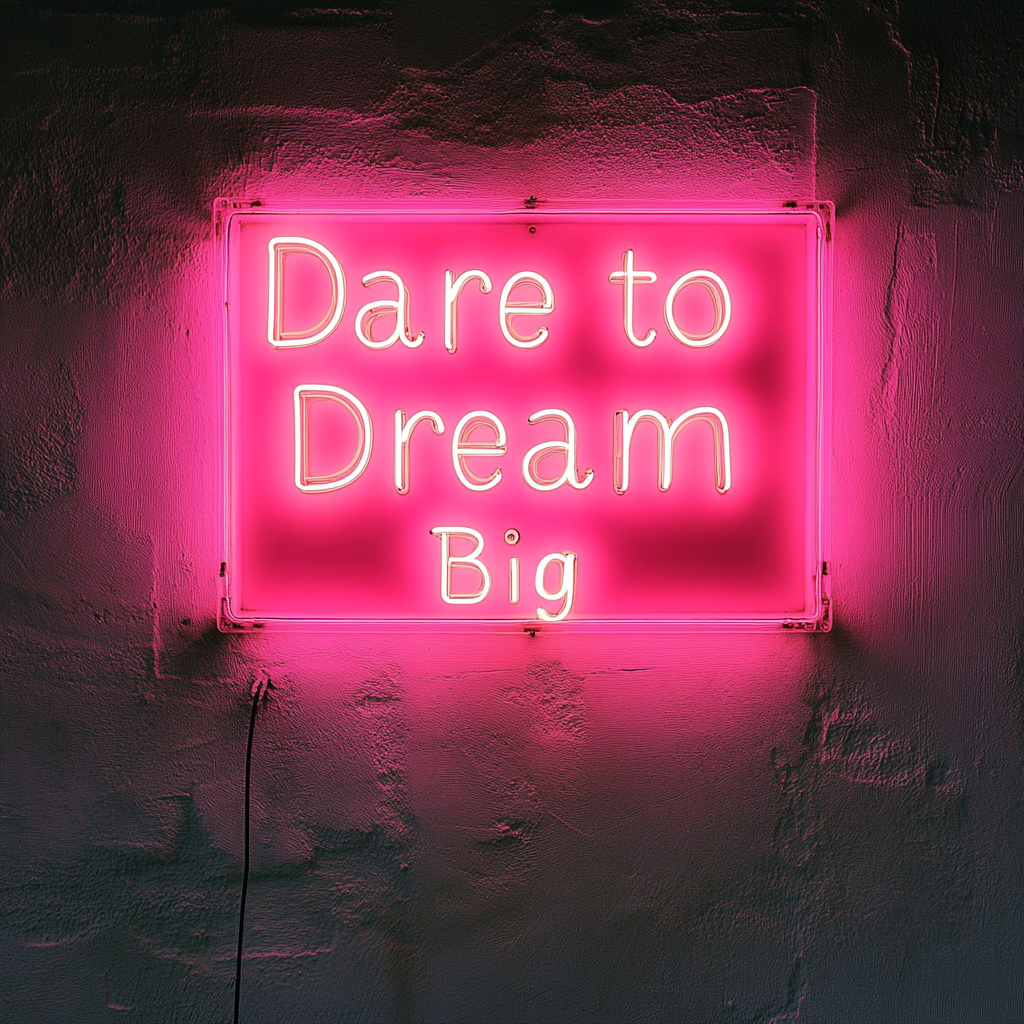 "Dare to Dream Big" - Pink Neon Sign, 24 Inches