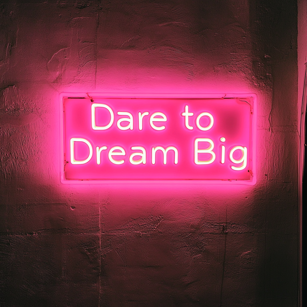 "Dare to Dream Big" - Pink Neon Sign, 24 Inches