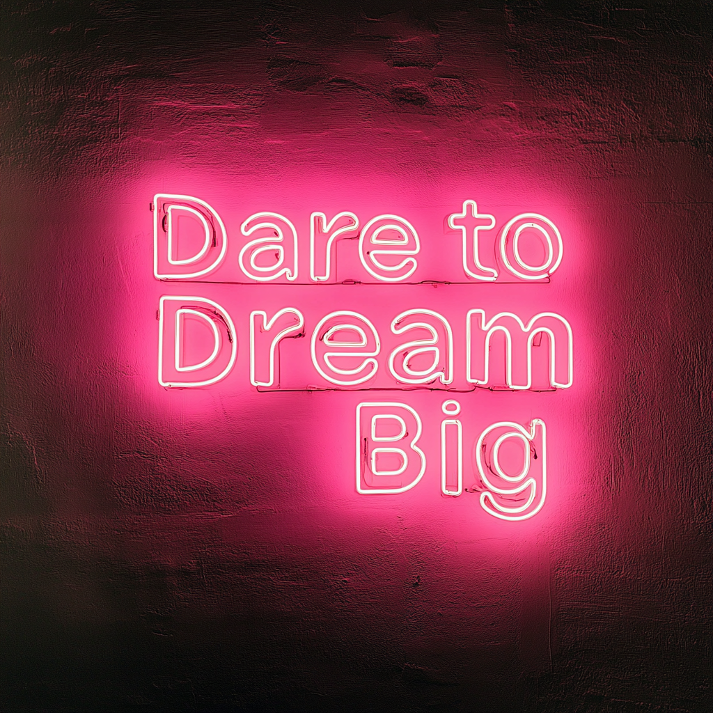 "Dare to Dream Big" - Pink Neon Sign, 24 Inches