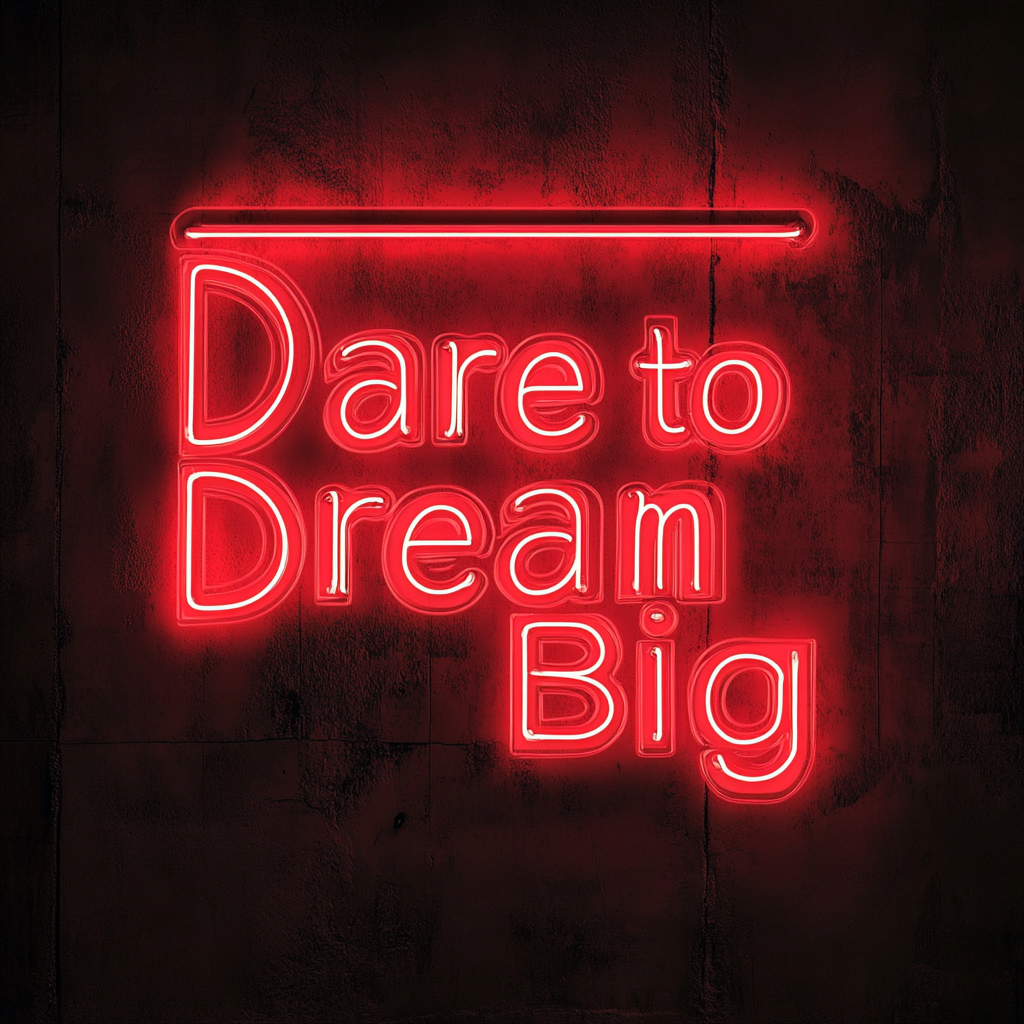 "Dare to Dream Big" - Red Neon Sign, 24 Inches