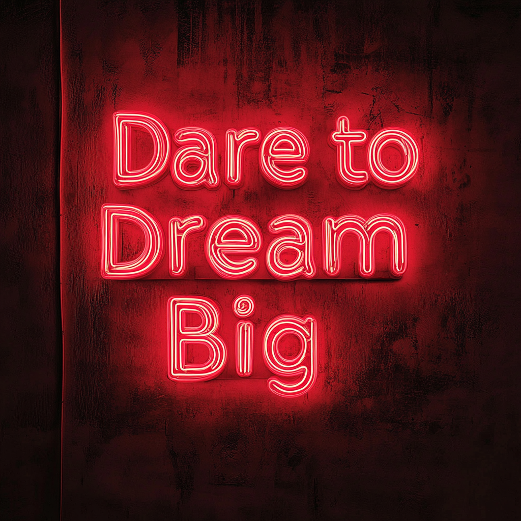 "Dare to Dream Big" - Red Neon Sign, 24 Inches