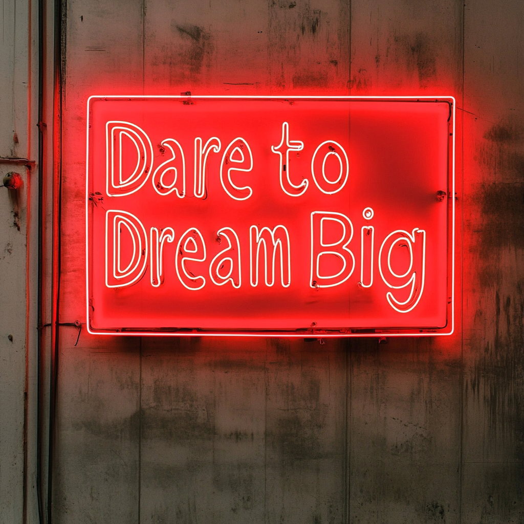 "Dare to Dream Big" - Red Neon Sign, 24 Inches