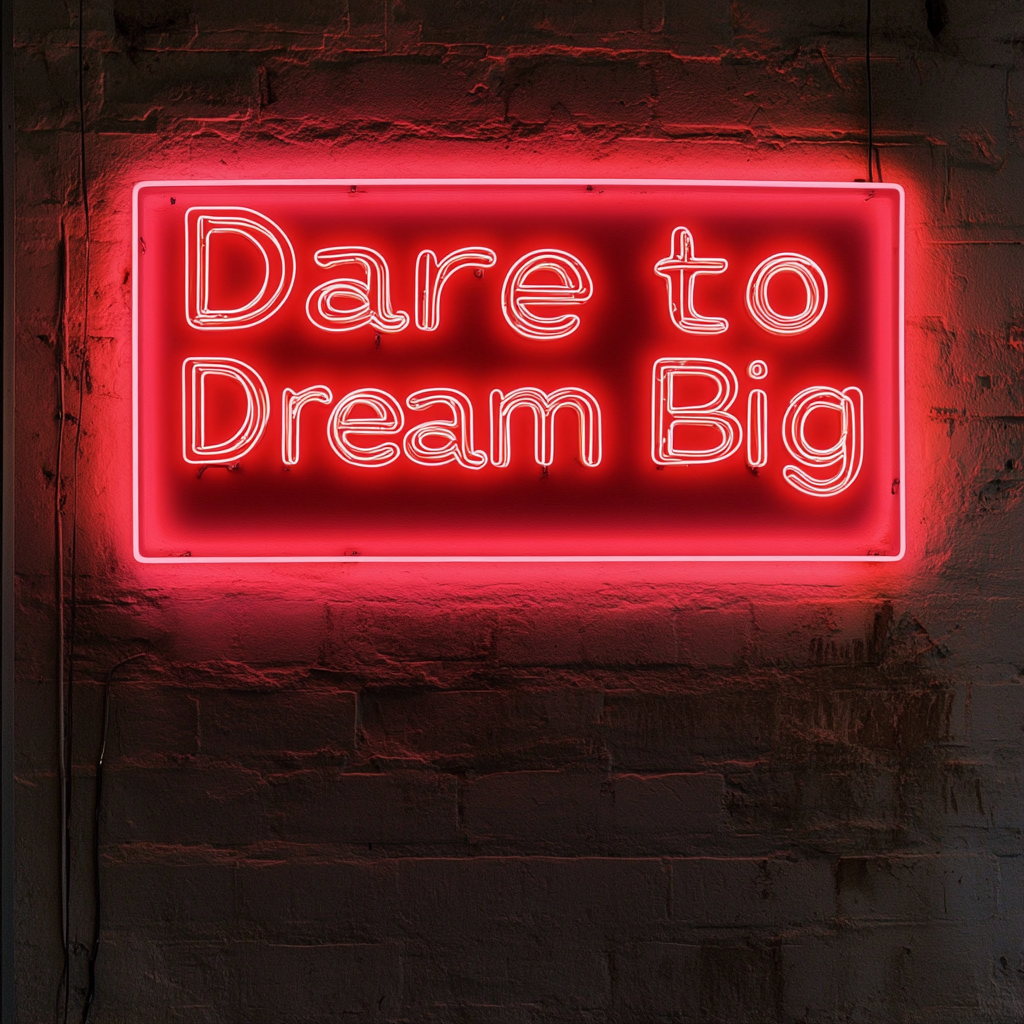 "Dare to Dream Big" - Red Neon Sign, 24 Inches