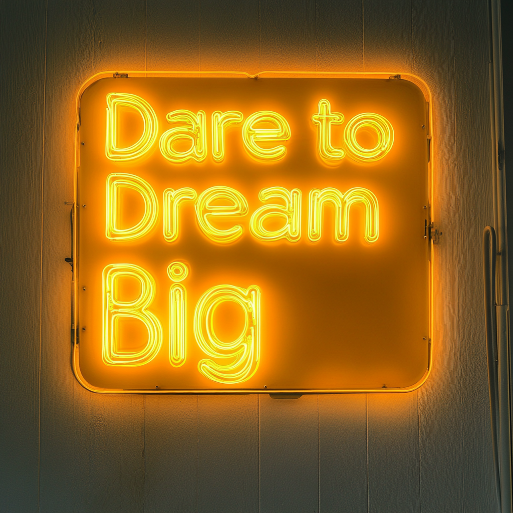 "Dare to Dream Big" - Yellow Neon Sign, 24 Inches