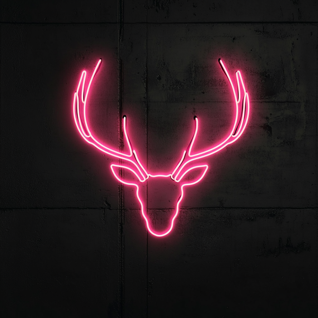 Deer Antlers - Pink Neon Sign, 18 Inches
