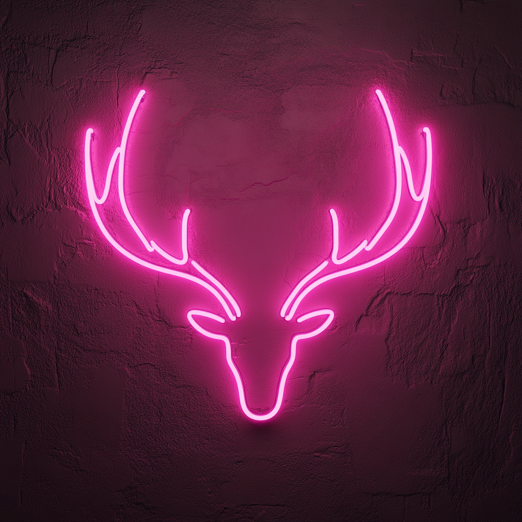 Deer Antlers - Pink Neon Sign, 24 Inches