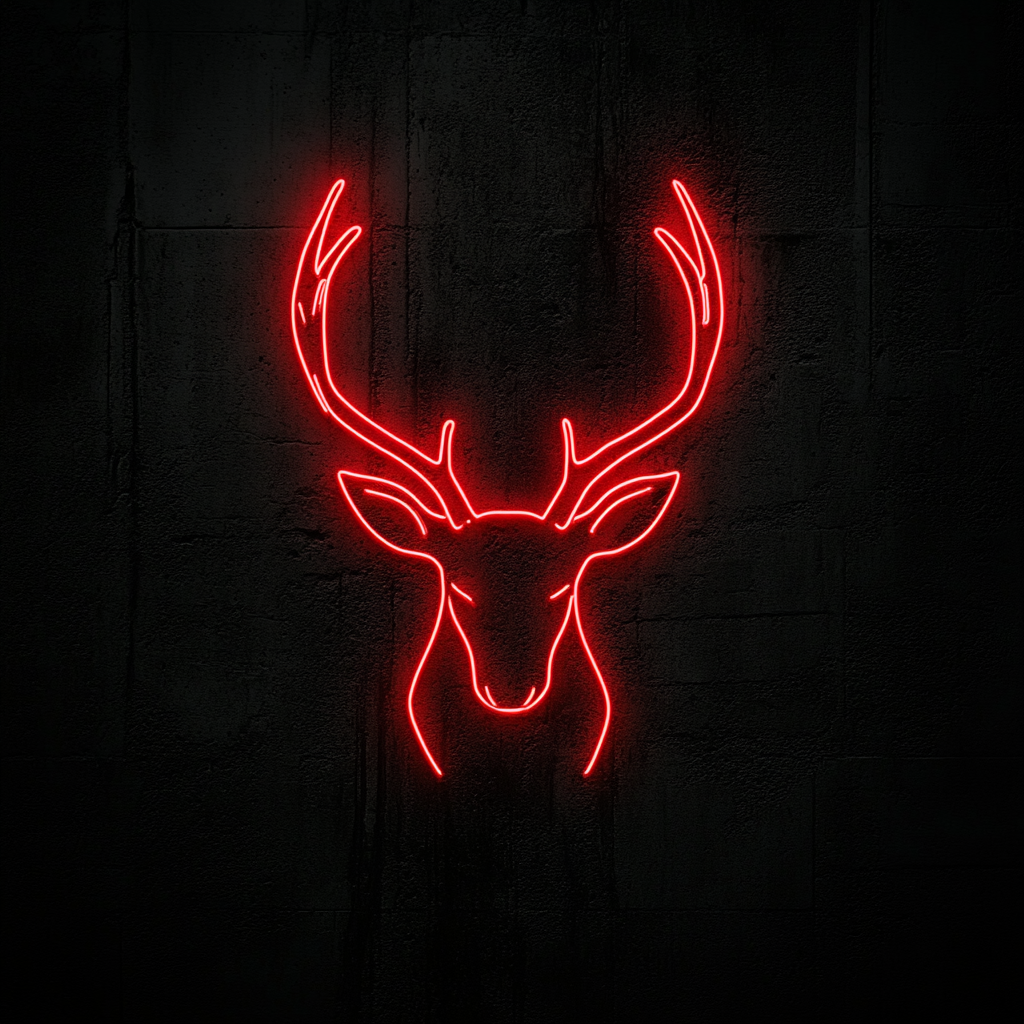 Deer Antlers - Red Neon Sign, 24 Inches
