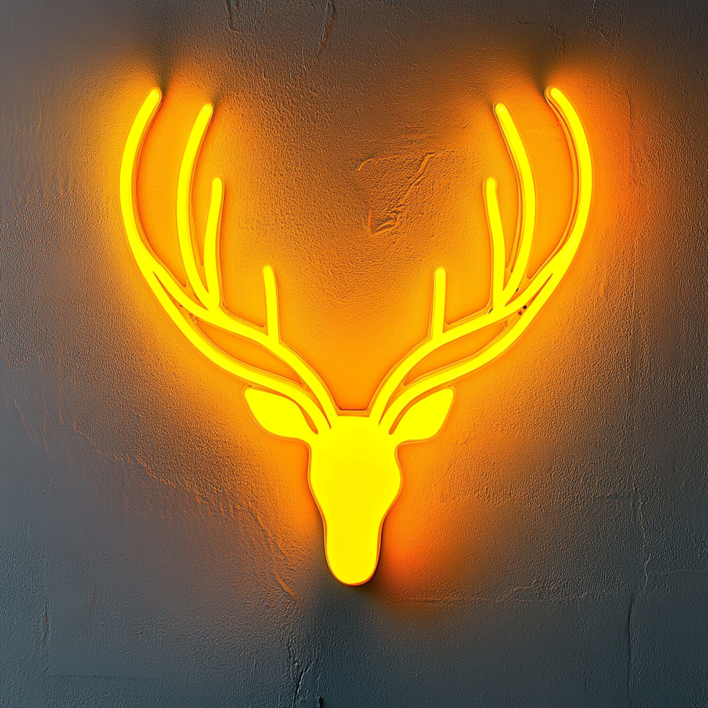 Deer Antlers - Yellow Neon Sign, 24 Inches
