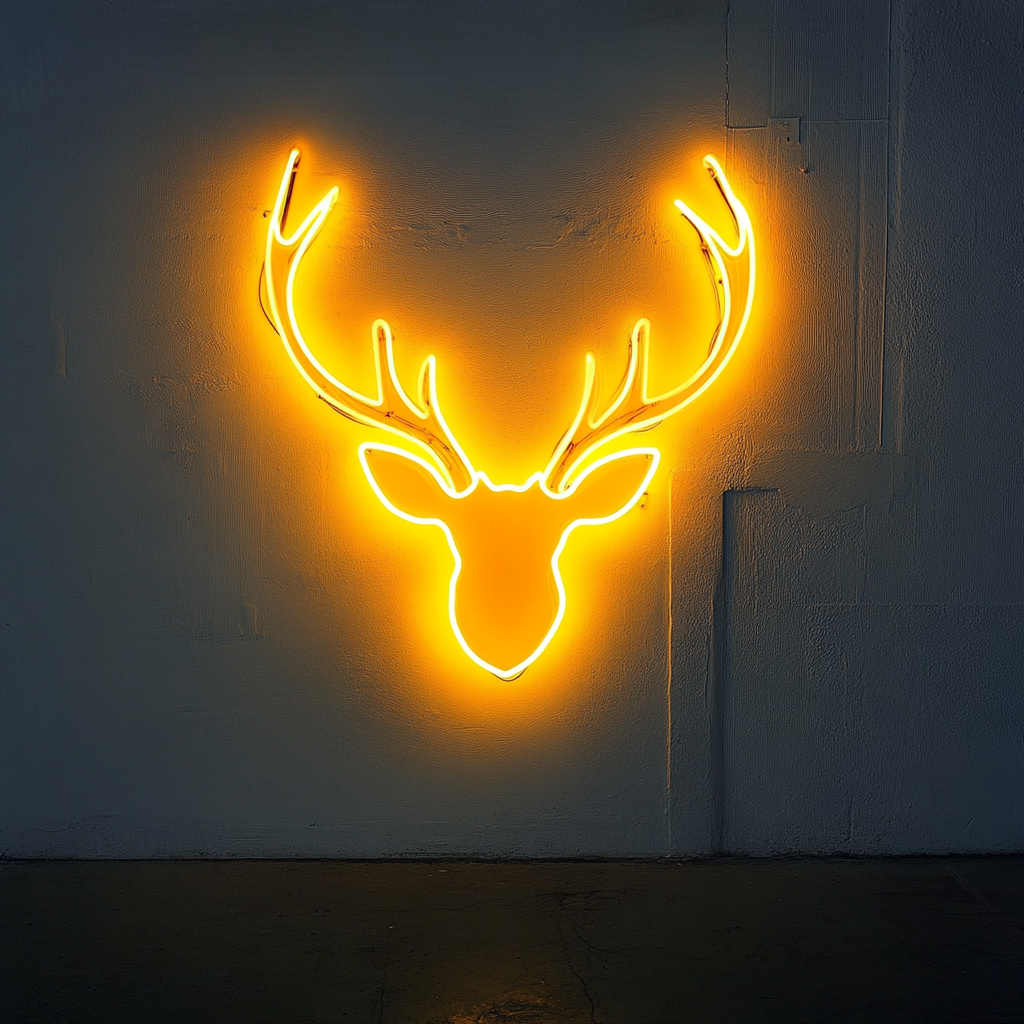 Deer Antlers - Yellow Neon Sign, 24 Inches