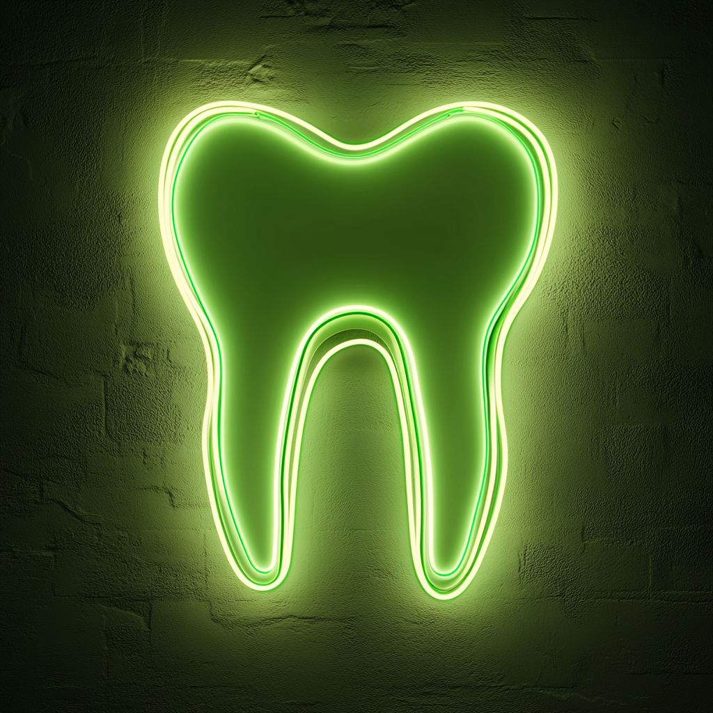 Dental Tooth - Green Neon Sign, 18 Inches