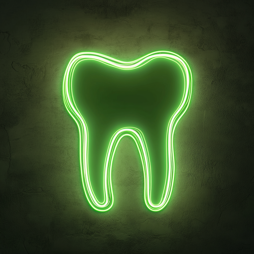 Dental Tooth - Green Neon Sign, 18 Inches