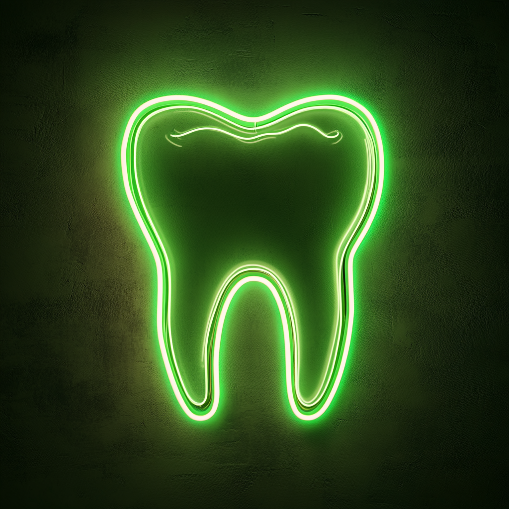 Dental Tooth - Green Neon Sign, 18 Inches