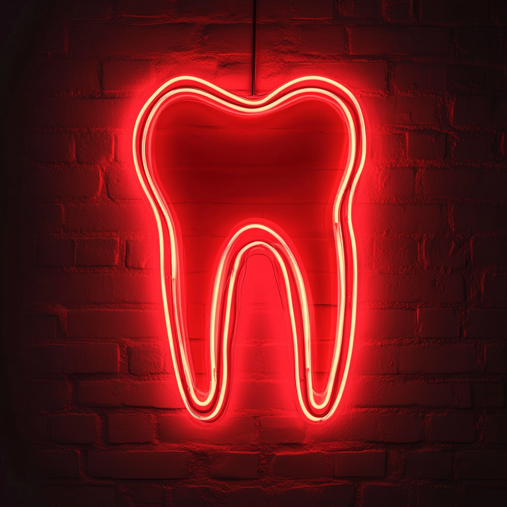 Dental Tooth - Red Neon Sign, 18 Inches