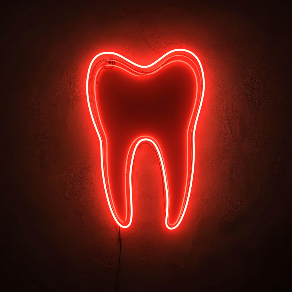 Dental Tooth - Red Neon Sign, 18 Inches