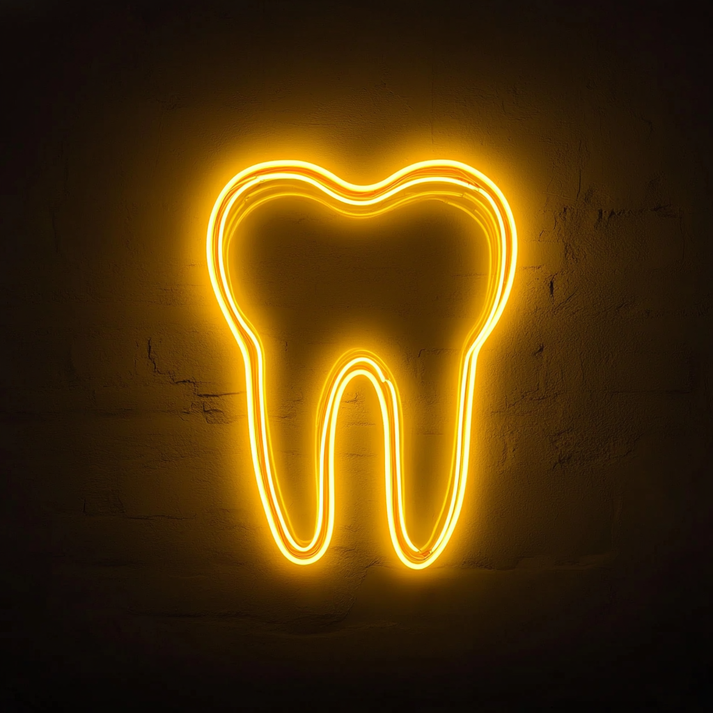 Dental Tooth - Yellow Neon Sign, 18 Inches