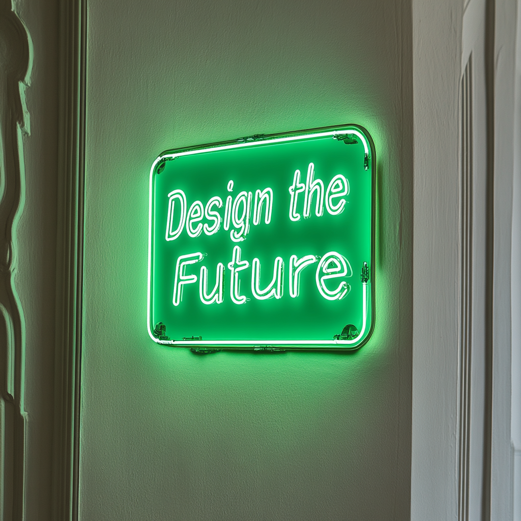 "Design the Future" - Green Neon Sign, 24 Inches
