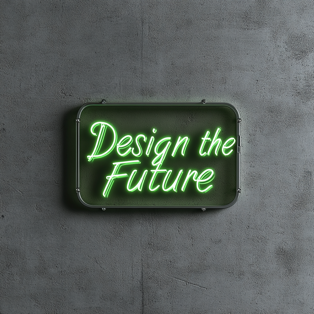 "Design the Future" - Green Neon Sign, 24 Inches