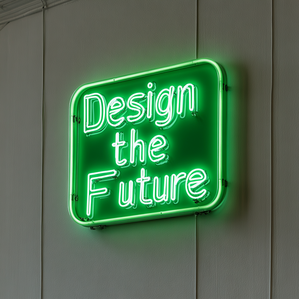 "Design the Future" - Green Neon Sign, 24 Inches