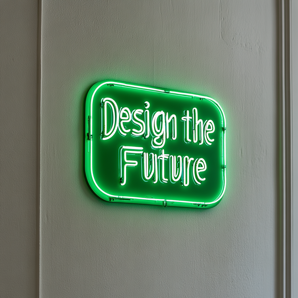 "Design the Future" - Green Neon Sign, 24 Inches