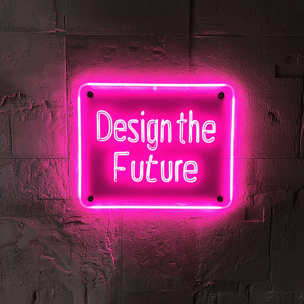 "Design the Future" - Pink Neon Sign, 24 Inches