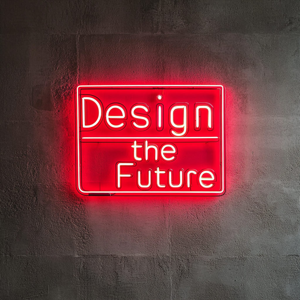 "Design the Future" - Red Neon Sign, 24 Inches