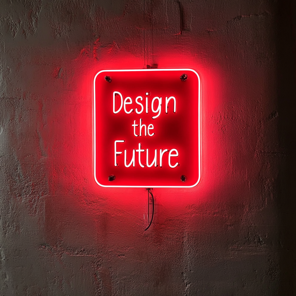 "Design the Future" - Red Neon Sign, 24 Inches