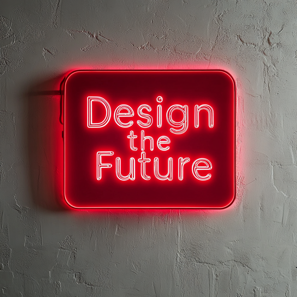 "Design the Future" - Red Neon Sign, 24 Inches