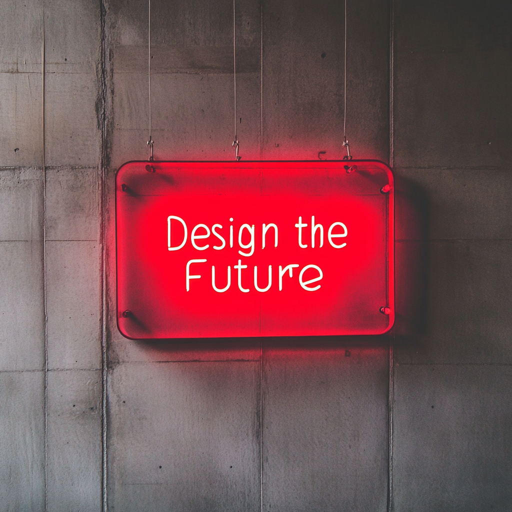 "Design the Future" - Red Neon Sign, 24 Inches