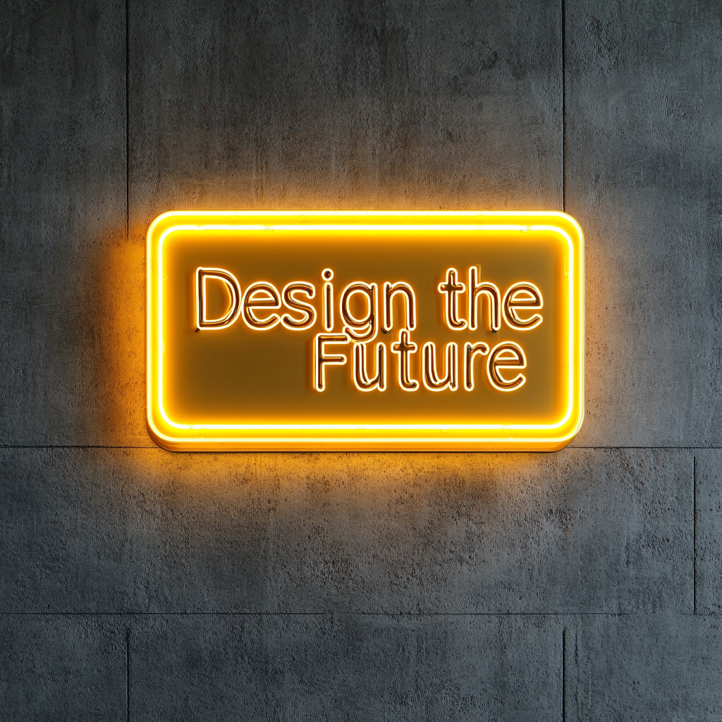 "Design the Future" - Yellow Neon Sign, 24 Inches