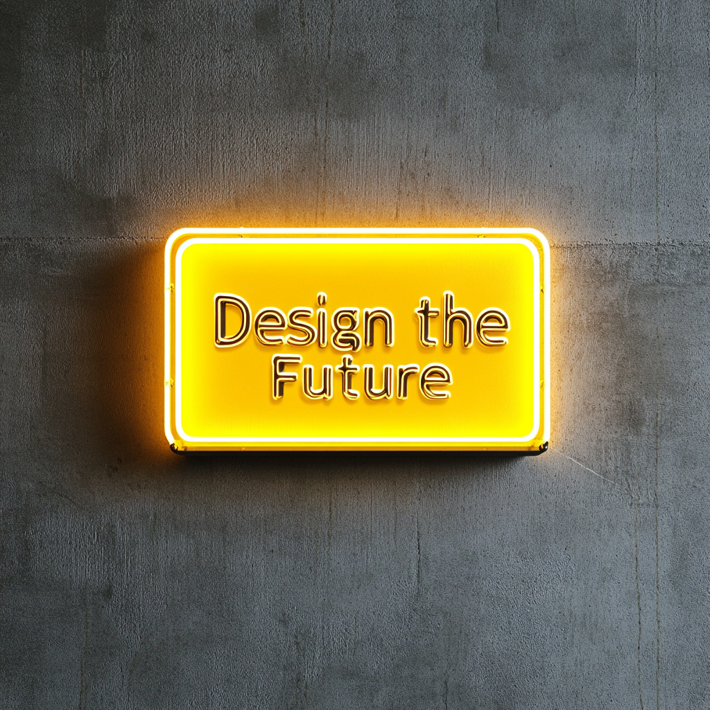 "Design the Future" - Yellow Neon Sign, 24 Inches