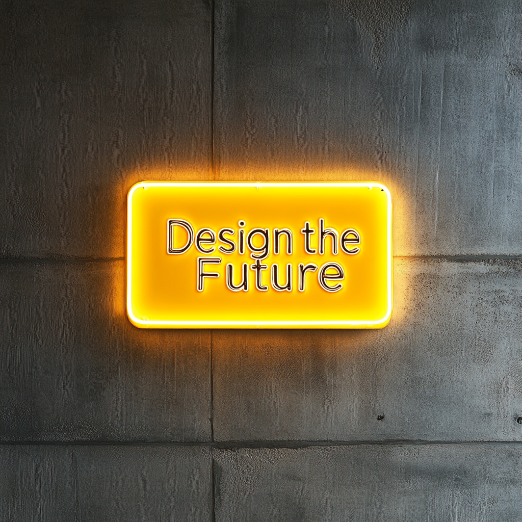 "Design the Future" - Yellow Neon Sign, 24 Inches