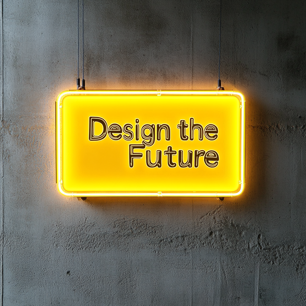 "Design the Future" - Yellow Neon Sign, 24 Inches