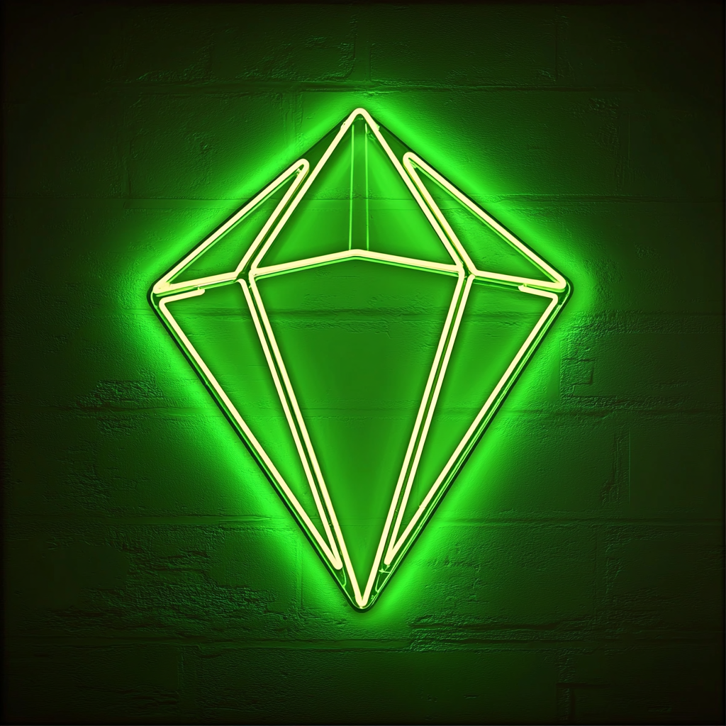 Diamond - Green Neon Sign, 18 Inches