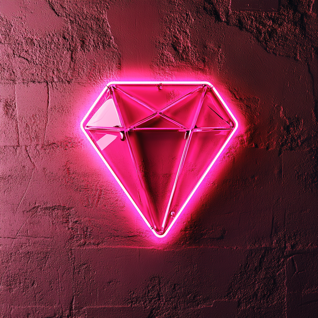Diamond - Pink Neon Sign, 24 Inches
