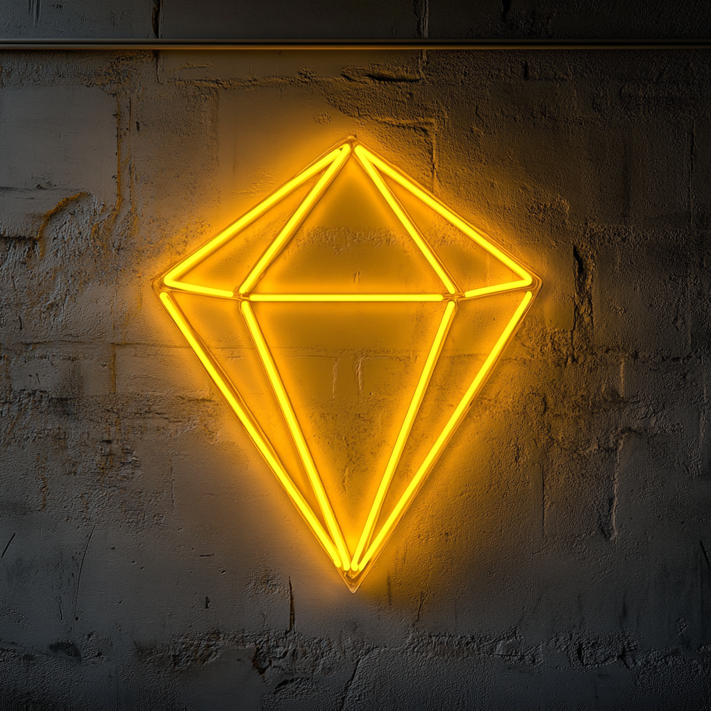 Diamond - Yellow Neon Sign, 18 Inches