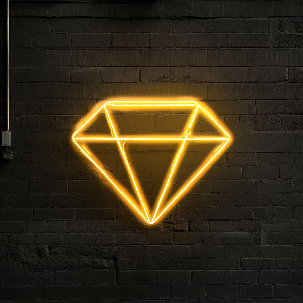 Diamond - Yellow Neon Sign, 18 Inches