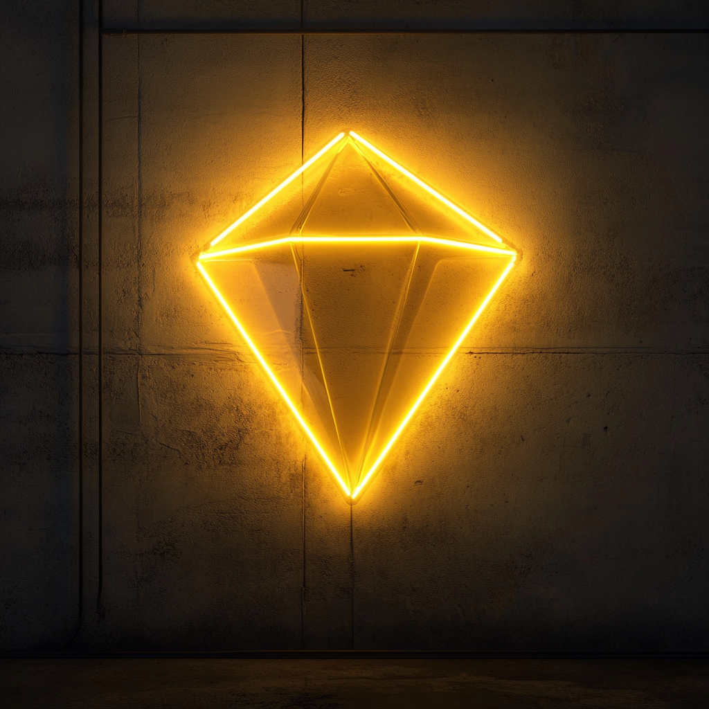 Diamond - Yellow Neon Sign, 24 Inches