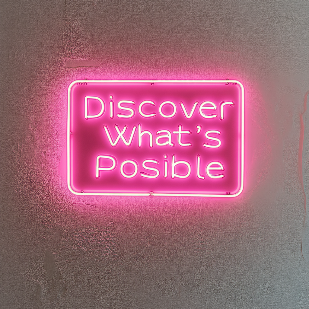 "Discover Whats Possible" - Pink Neon Sign, 24 Inches