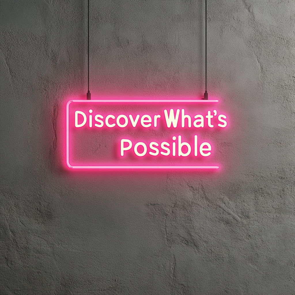 "Discover Whats Possible" - Pink Neon Sign, 24 Inches