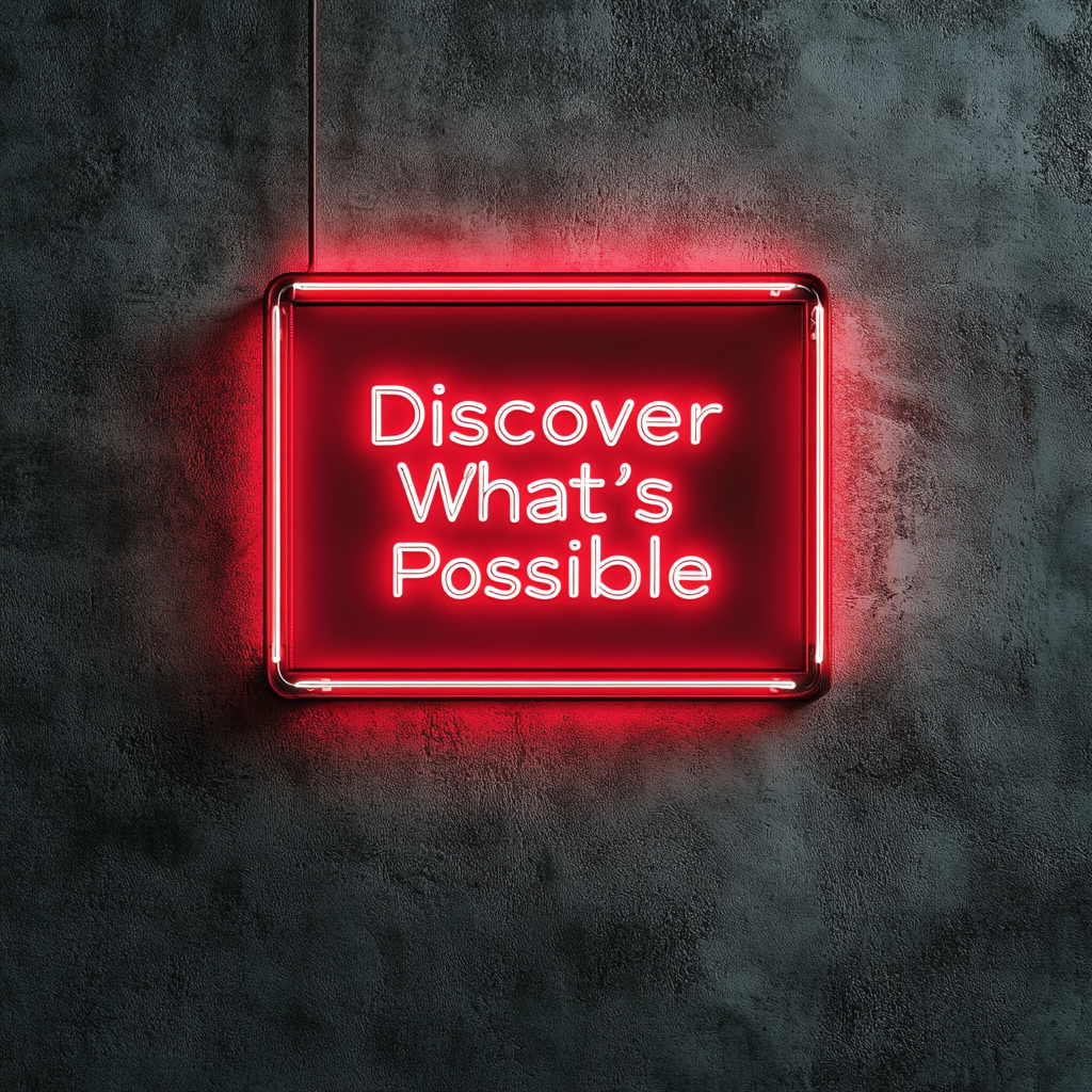 "Discover Whats Possible" - Red Neon Sign, 24 Inches