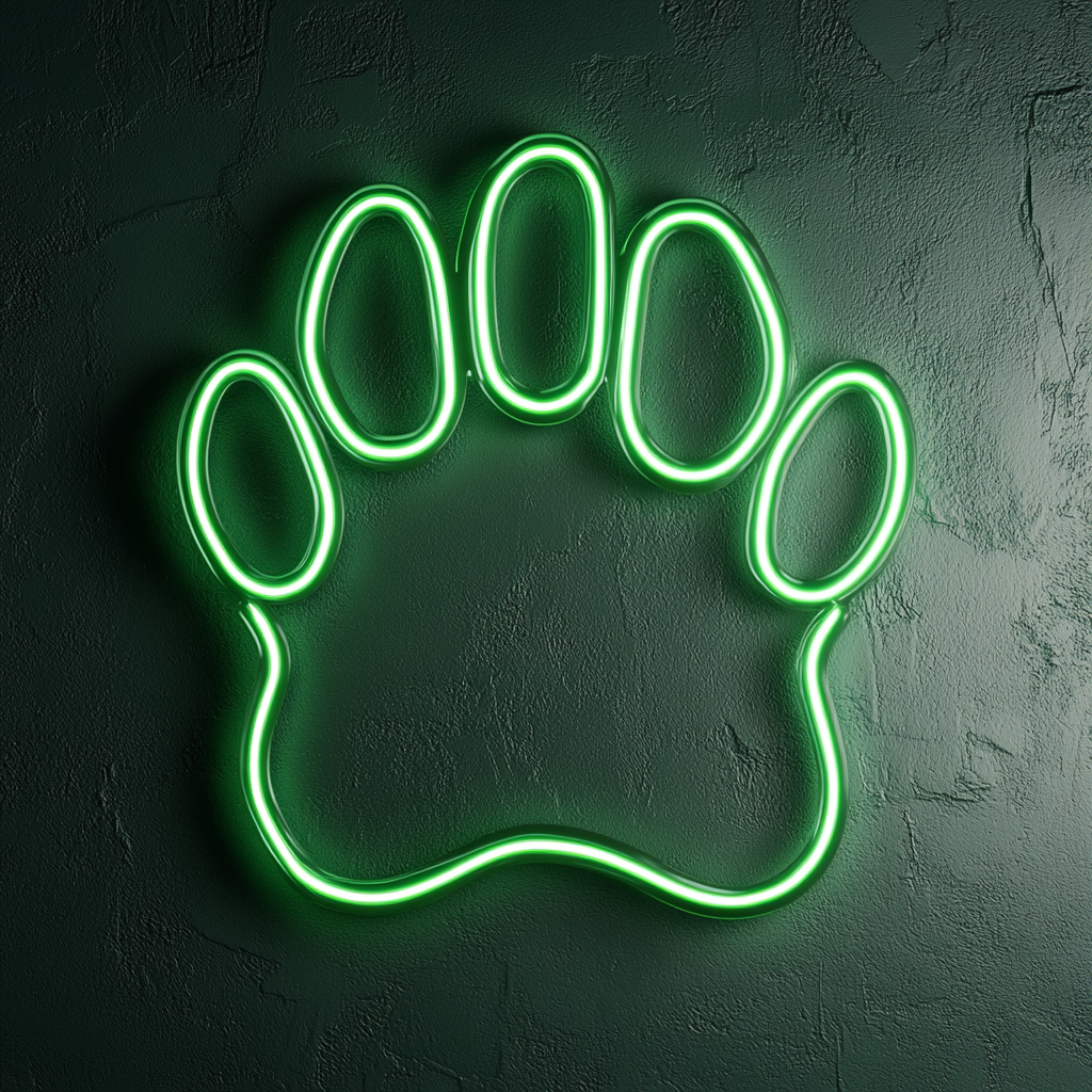 Dog Paw Print - Green Neon Sign, 18 Inches