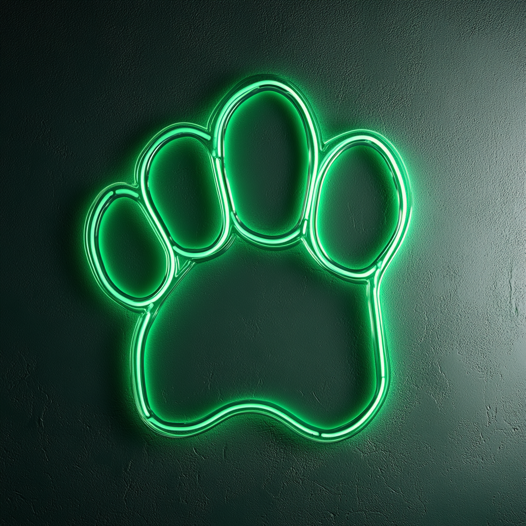 Dog Paw Print - Green Neon Sign, 18 Inches