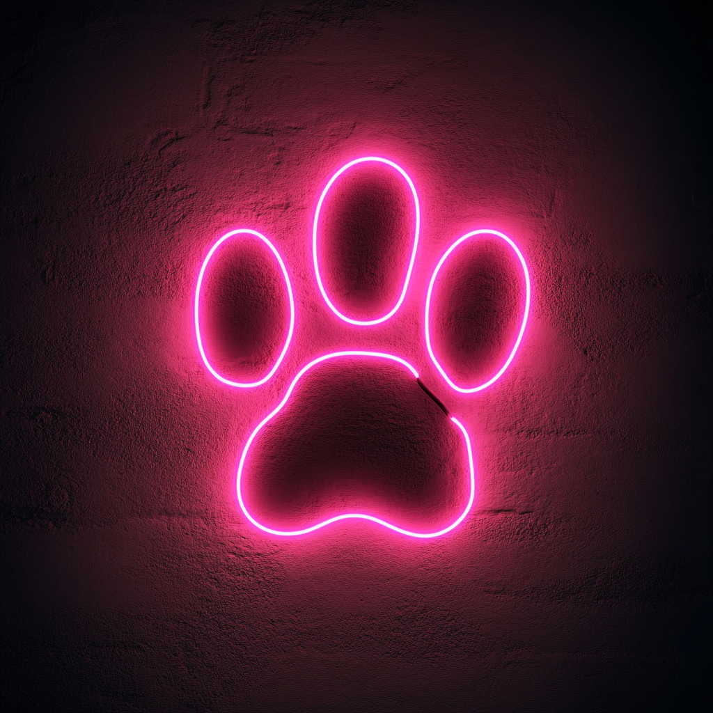 Dog Paw Print - Pink Neon Sign, 24 Inches