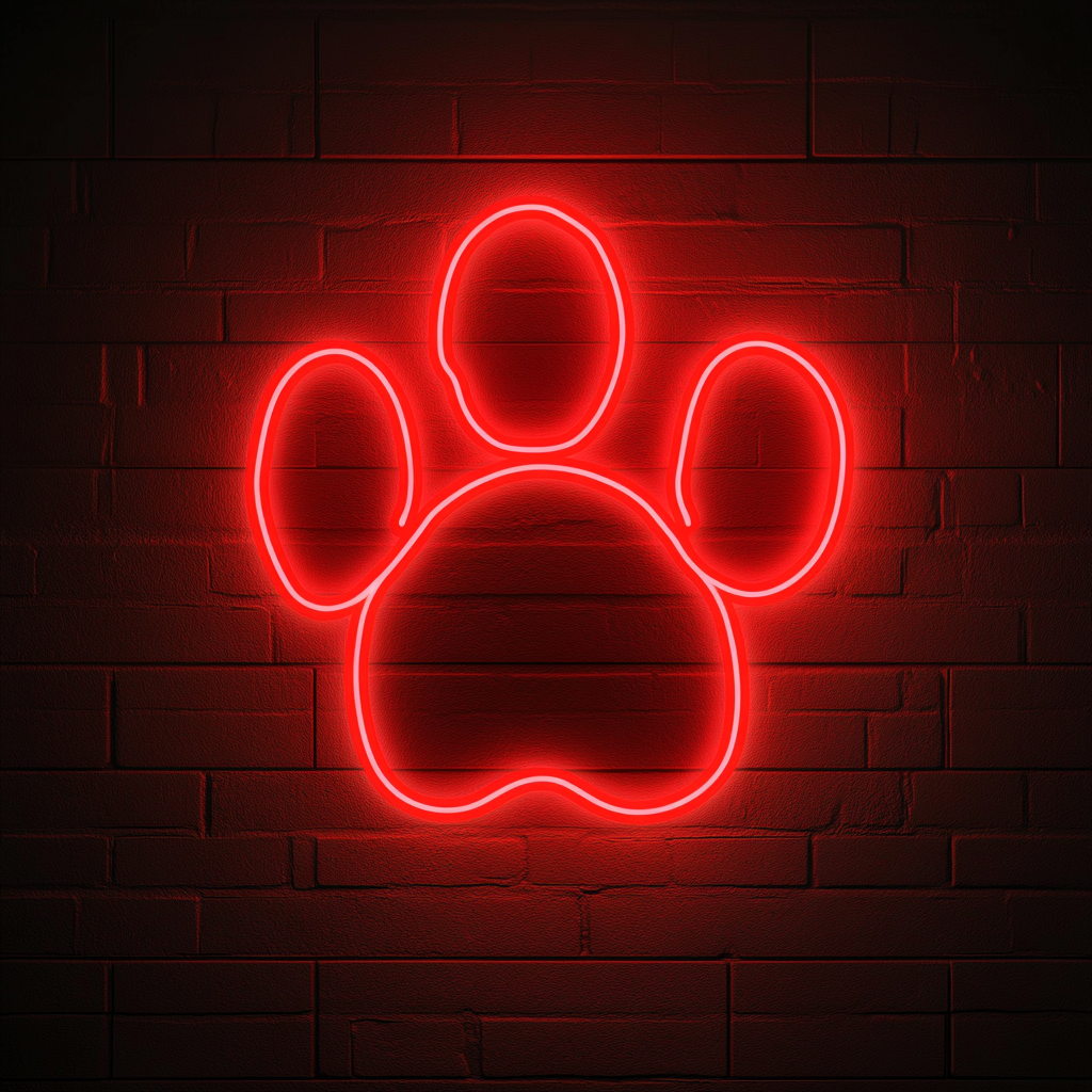 Dog Paw Print - Red Neon Sign, 18 Inches