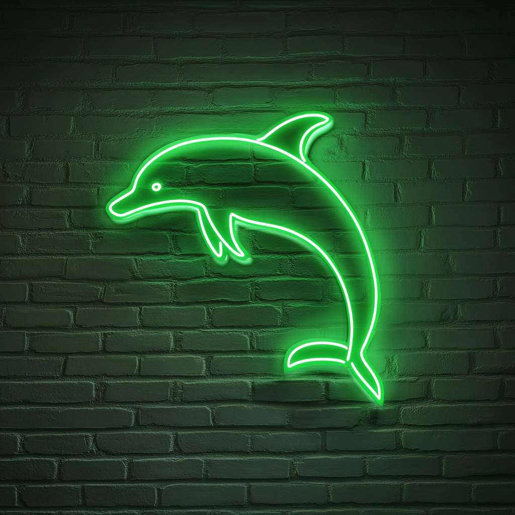 Dolphin - Green Neon Sign, 18 Inches