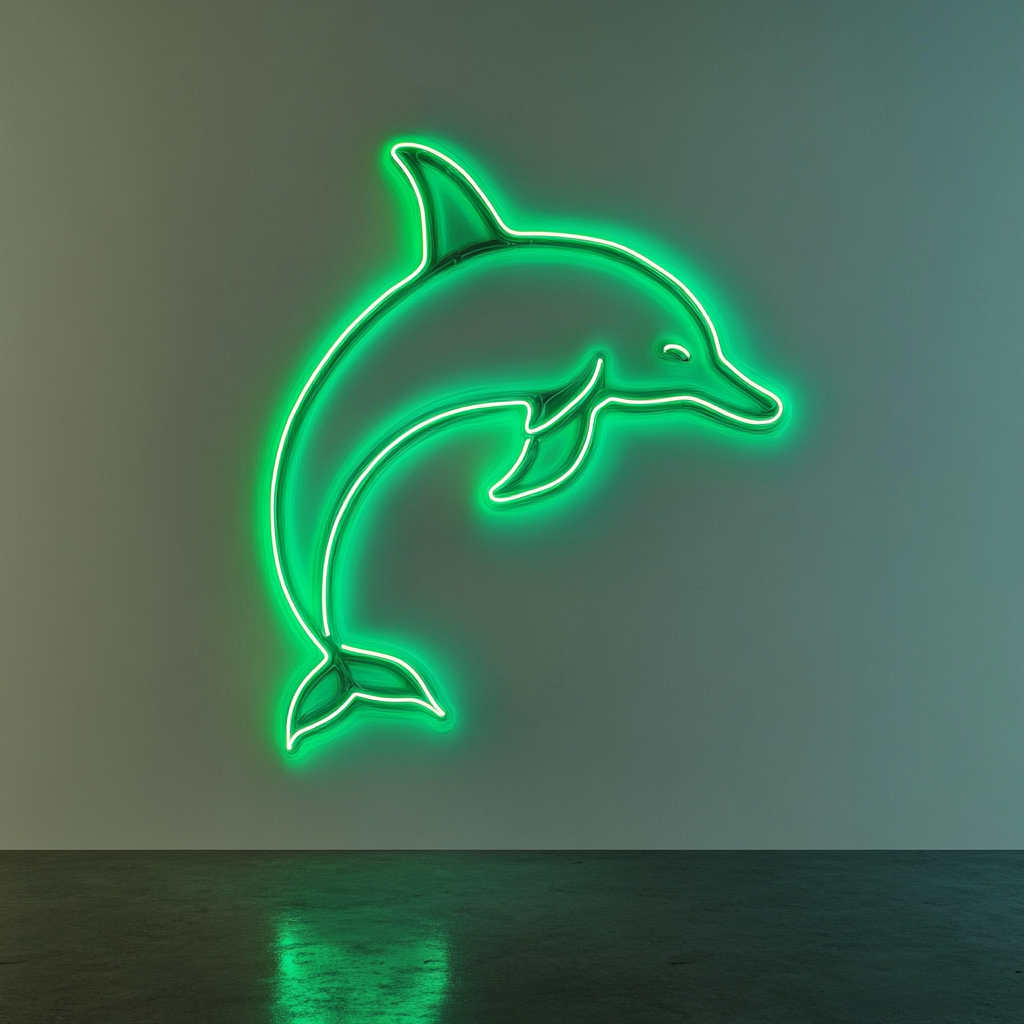 Dolphin - Green Neon Sign, 18 Inches