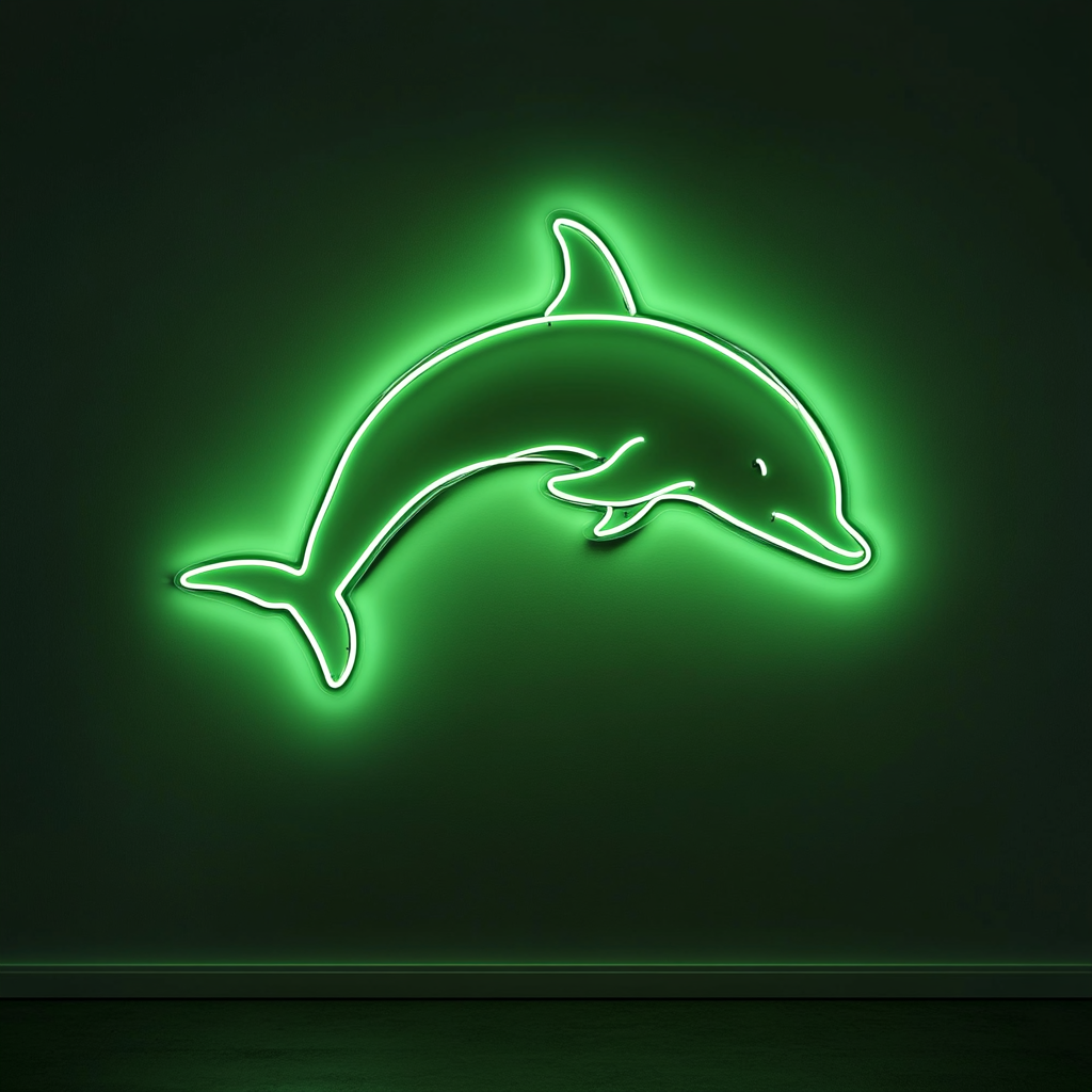 Dolphin - Green Neon Sign, 18 Inches