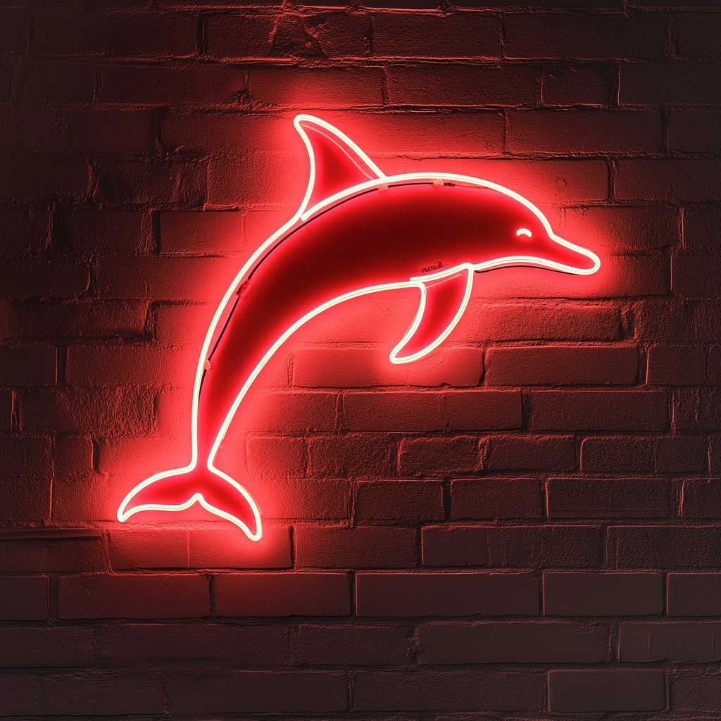 Dolphin - Red Neon Sign, 18 Inches