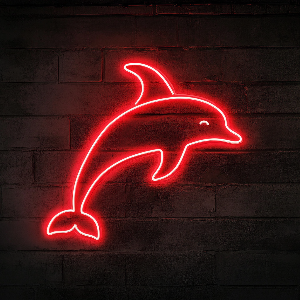 Dolphin - Red Neon Sign, 18 Inches