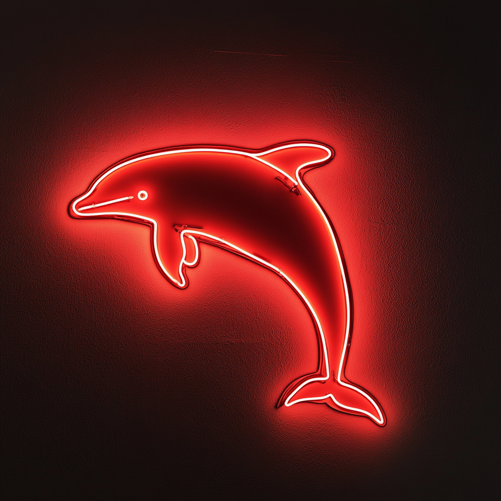 Dolphin - Red Neon Sign, 24 Inches